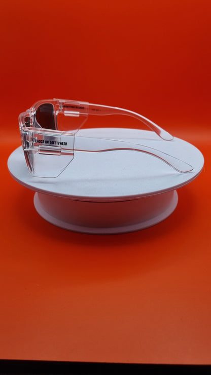 SAFETY GLASSES (CLEAR FRAMES POLARIZED)